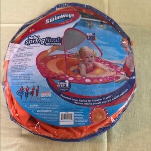 Baby Pool Float with Canopy - Pink Orange